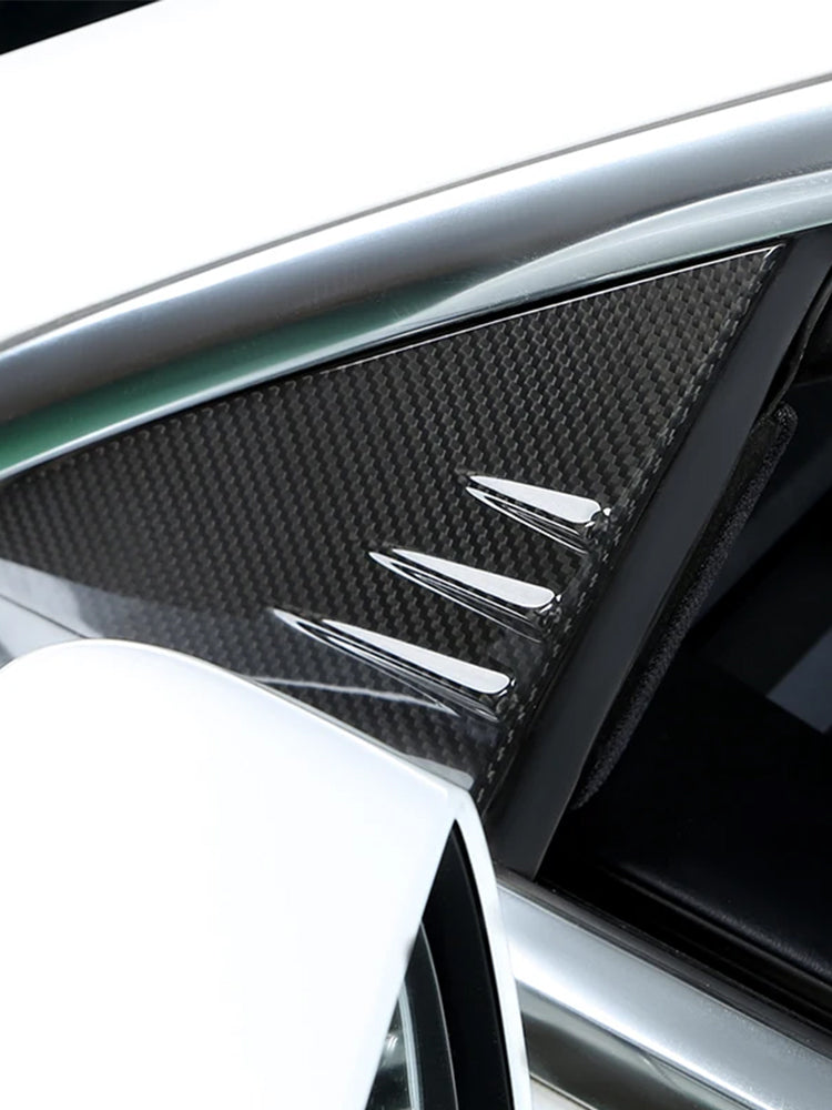 Tesla Model Y Model 3 Highland 2024 Real Carbon Fiber A-Pillar Window Panel Cover