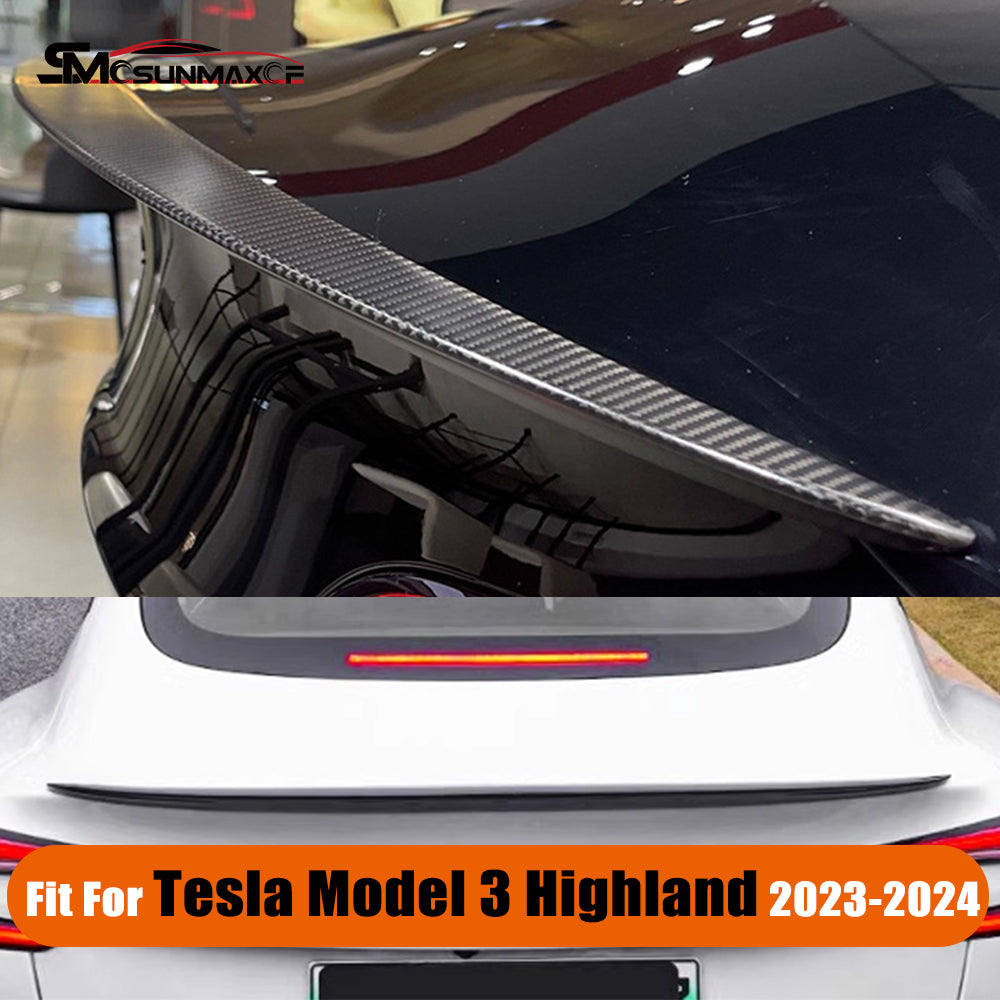 Tesla Model 3 Highland 2024 Real Carbon Fiber Rear Trunk Spoiler
