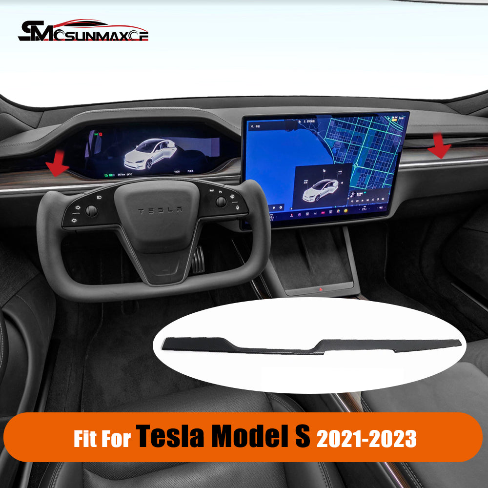 Tesla Model S/X 2021-2023 LHD Carbon Fiber Dashboard Strips & Center Console Trim