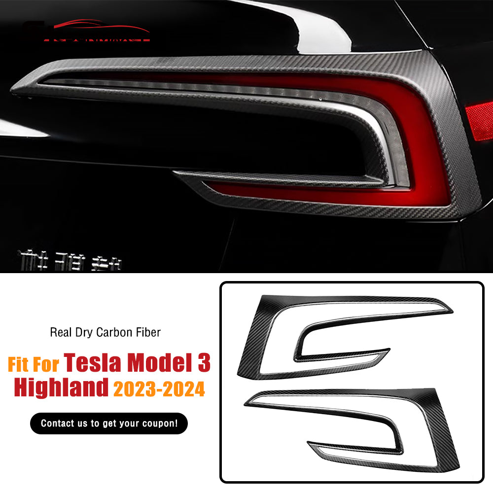 Tesla Model 3 Highland 2024 Carbon Fiber Taillight Frame Covers (2PCS)