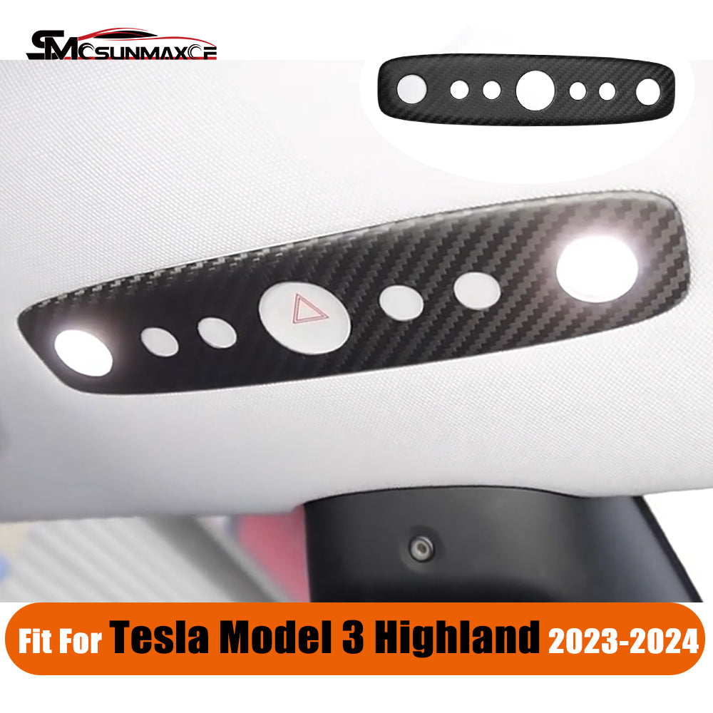Tesla Model 3 Highland 2024 Real Carbon Fiber Reading Light Switch Panel Cover