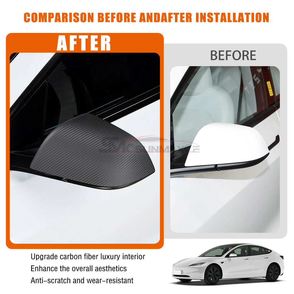 Tesla Model 3 Carbon Fiber Side Mirror Caps (2017-2024)