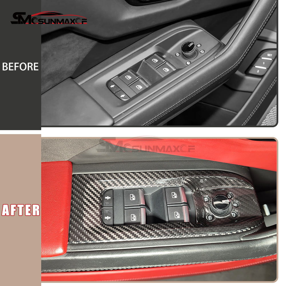 Lamborghini Urus Carbon Fiber Window Switch Panel Covers (2018-2025, 4pcs)