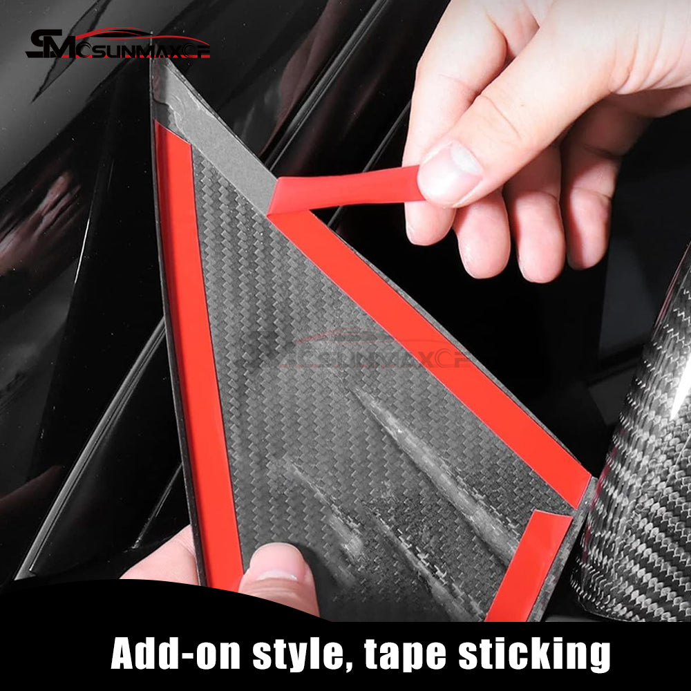 Tesla Model Y Model 3 Highland 2024 Real Carbon Fiber A-Pillar Window Panel Cover