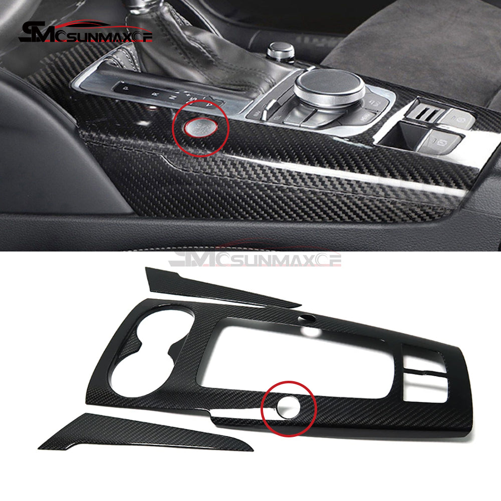 Audi A3 8V S3 RS3 Carbon Fiber Gear Shift Panel Trim Cover (LHD, 2012-2020)