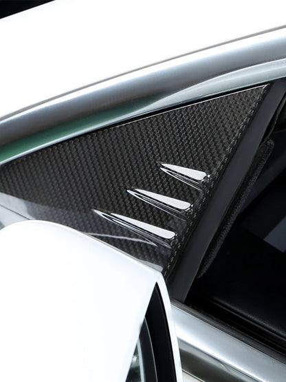 Tesla Model Y Model 3 Highland 2024 Real Carbon Fiber A-Pillar Window Panel Cover