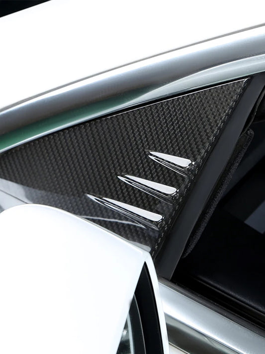 Tesla Model Y Model 3 Highland 2024 Real Carbon Fiber A-Pillar Window Panel Cover