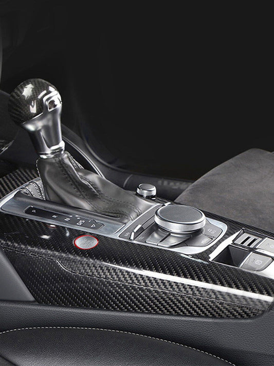 Audi A3 8V S3 RS3 Carbon Fiber Gear Shift Panel Trim Cover (LHD, 2012-2020)