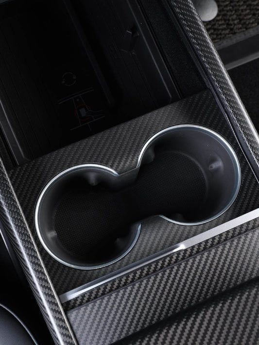 Tesla Model 3 Highland 2024 Real Carbon Fiber Center Console Cup Holder Panel Cover