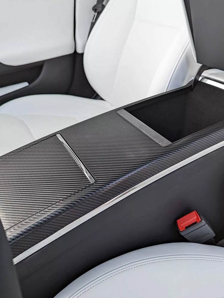 Tesla Model S 2021-2023 Real Carbon Fiber Center Console Panel Frame Cover Trim