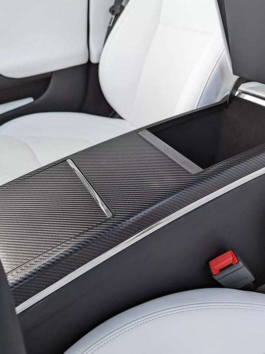 Tesla Model S 2021-2023 Real Carbon Fiber Center Console Panel Frame Cover Trim