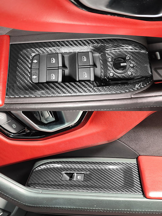 Lamborghini Urus Carbon Fiber Window Switch Panel Covers (2018-2025, 4pcs)