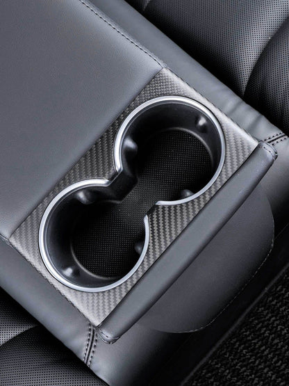 Tesla Model 3 Highland 2024 Carbon Fiber Rear Seat Cup Holder Panel Frame Cover