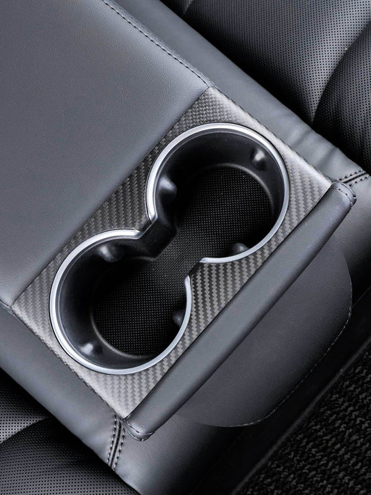 Tesla Model 3 Highland 2024 Carbon Fiber Rear Seat Cup Holder Panel Frame Cover