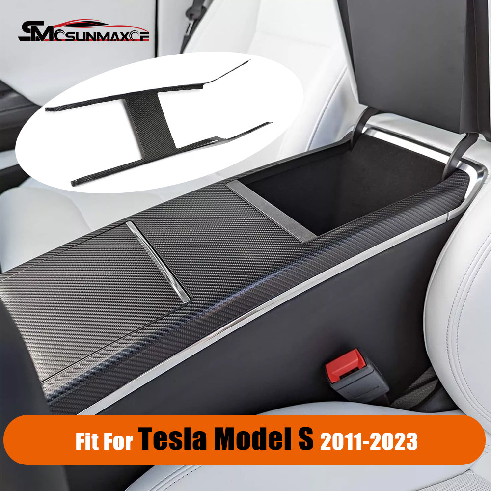 Tesla Model S 2021-2023 Real Carbon Fiber Center Console Panel Frame Cover Trim