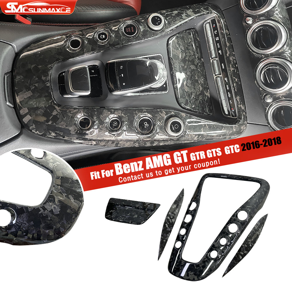 4Pcs Forged Carbon Gear Shift Panel Cover for Mercedes AMG GT/GTS/GTR (2016-2018)