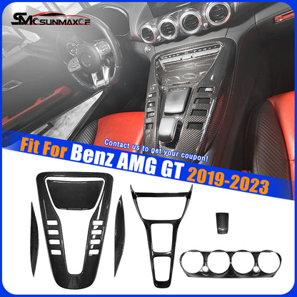 7pcs Carbon Fiber Dashboard Air Vent & Center Console Trim Kit for Mercedes AMG GT/GTS/GTR (2019-2023)