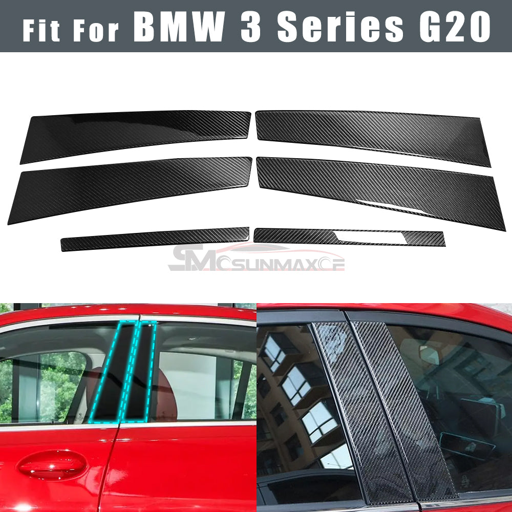 BMW 3 Series G20 330i M340i Carbon Fiber B-Pillar Cover (2019-2020)