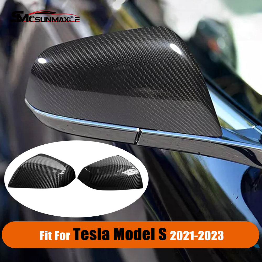 Tesla Model S/X 2021-2023 Real Carbon Fiber Side Mirror Caps