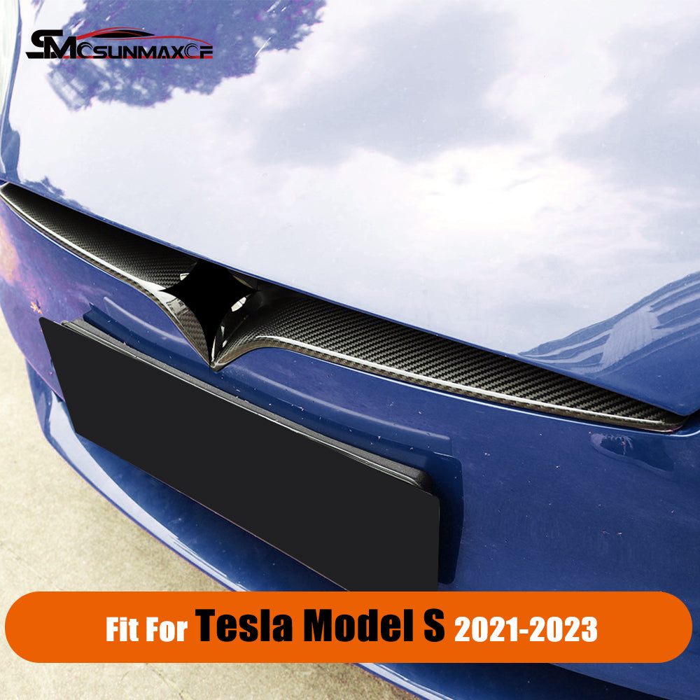 Tesla Model S 2021-2023 Real Carbon Fiber Front Bumper Center Grille Cover