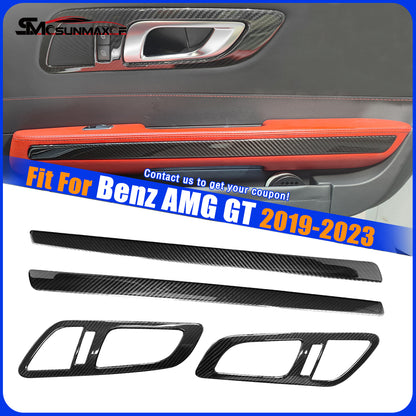 Real Carbon Fiber Interior Door Panel Trim Handle Covers for Mercedes AMG GT/GTS/GTR (2019-2023)