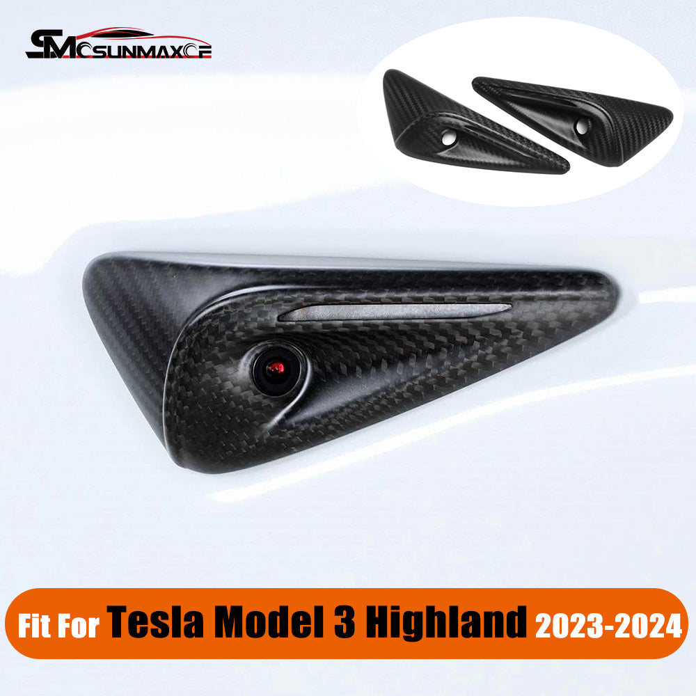 Tesla Model 3 Highland 2023-2024 Real Carbon Fiber Turn Signal Side Fender Camera Cover