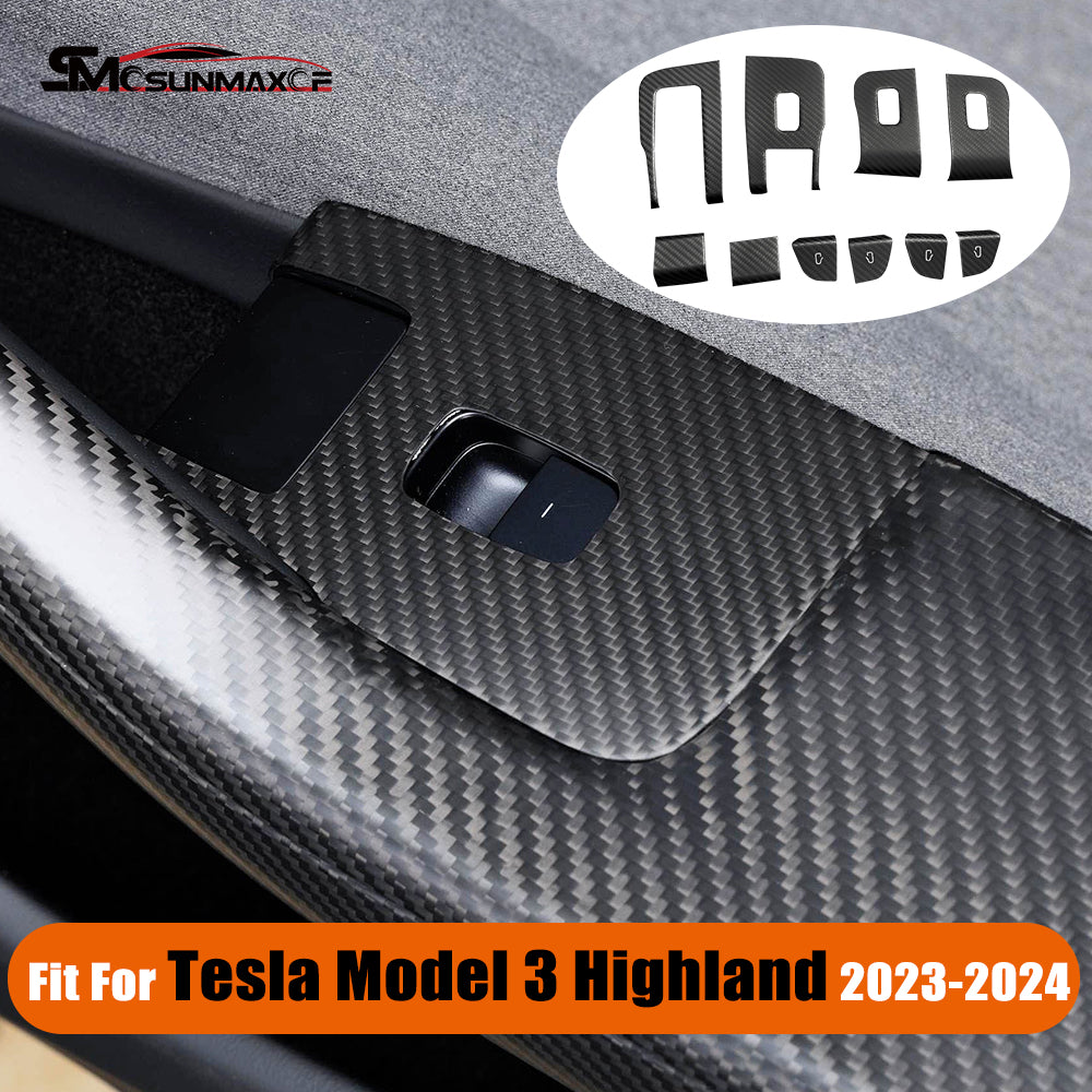 Tesla Model 3 Highland 2024 Carbon Fiber Window Switch Cover Trim (10PCS)