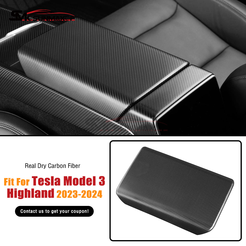 Tesla Model 3 Highland 2024 Carbon Fiber Center Console Armrest Cover