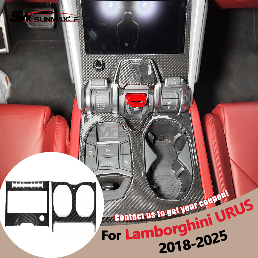 Lamborghini Urus Carbon Fiber Cup Holder Panel Cover (2018-2025)
