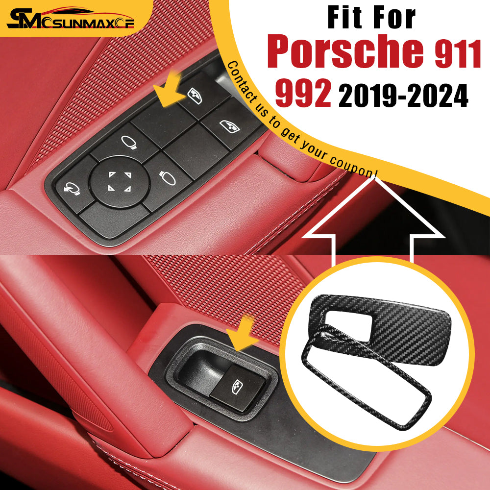 Carbon Fiber Window Lift Switch Decals for Porsche 911 992 (2019-2024)
