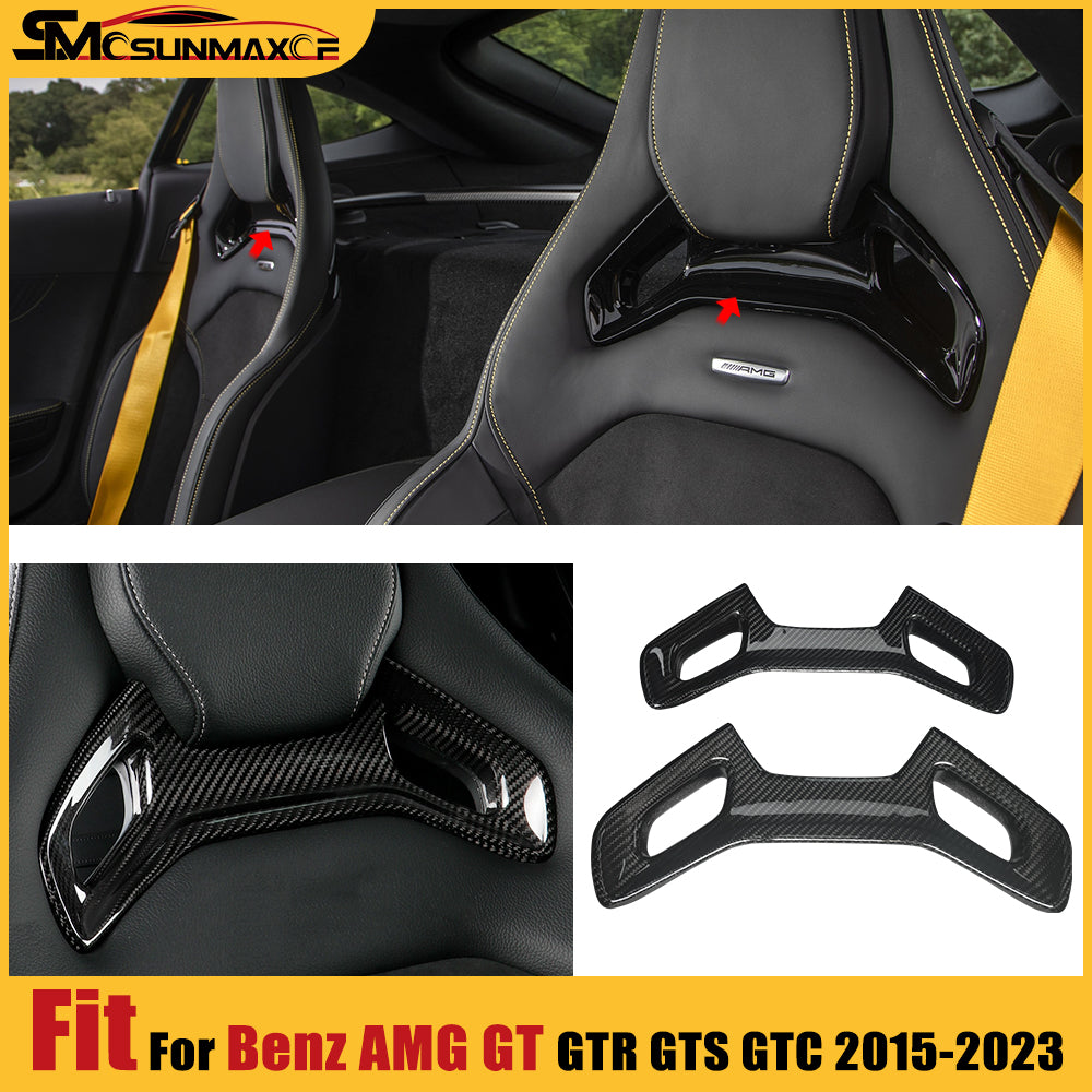 Real Carbon Fiber Seat Headrest Frame Cover for Mercedes AMG GT/GTS/GTR/GTC (2015-2023)