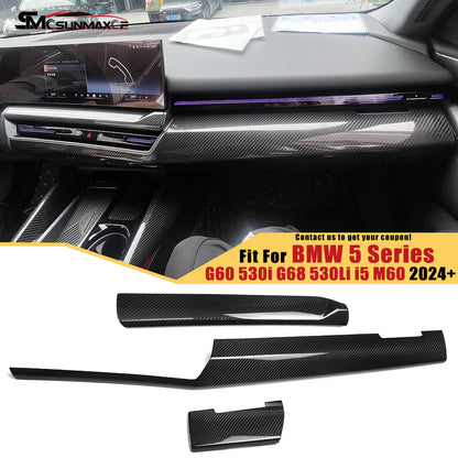 BMW 5 Series i5 M60 G60 G68 Carbon Fiber Dashboard Trim (3PCS, 2024)