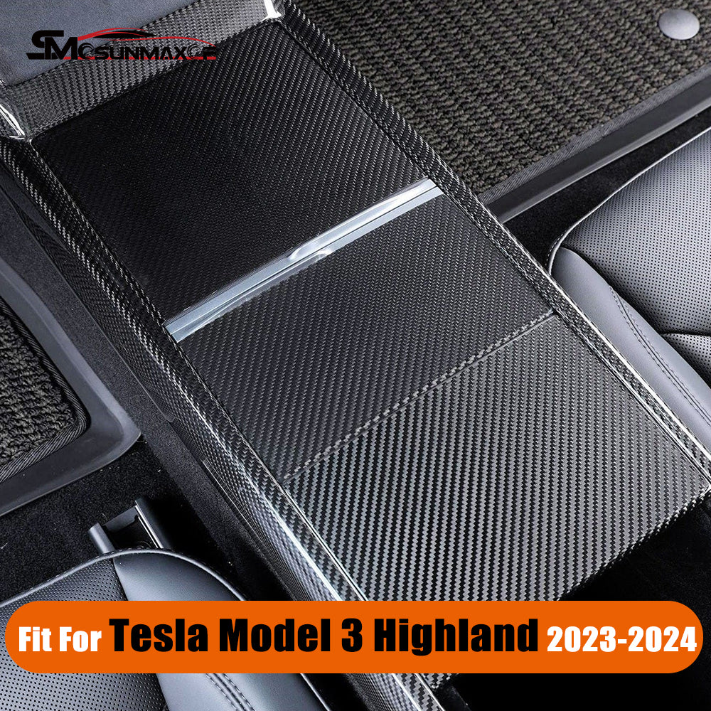 Tesla Model 3 Highland 2024 3PCS Real Carbon Fiber Center Console Panel Trim