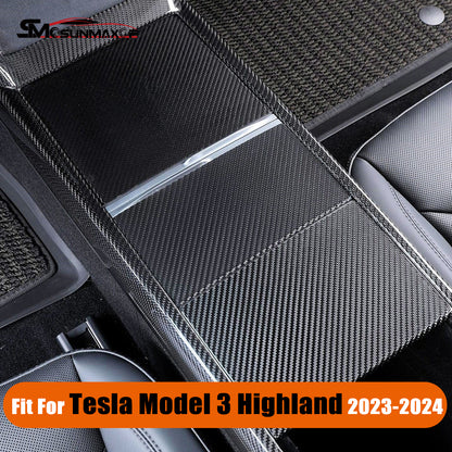 Tesla Model 3 Highland 2024 3PCS Real Carbon Fiber Center Console Panel Trim