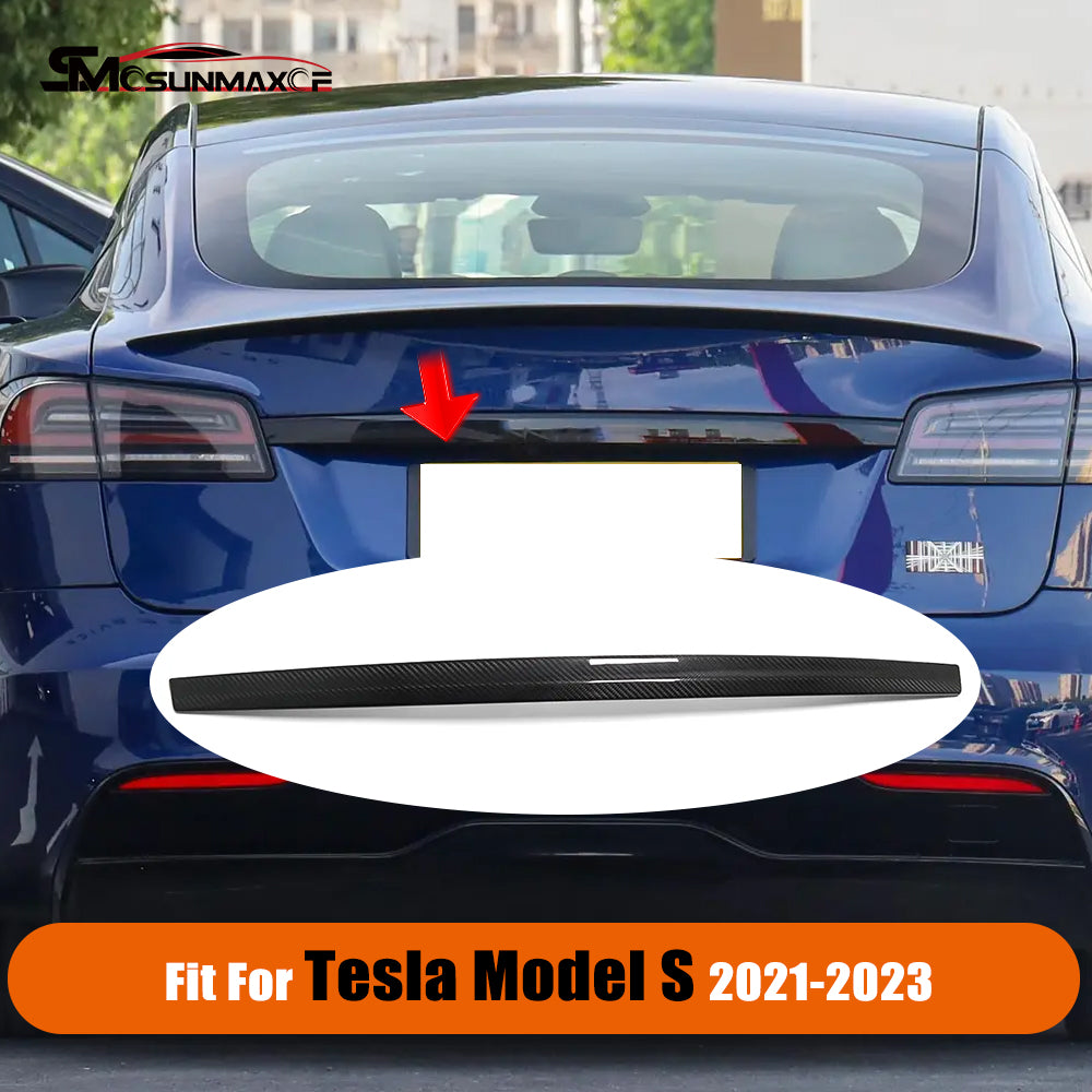 Tesla Model S 2021-2023 Dry Carbon Rear Trunk Lid Cover Trim