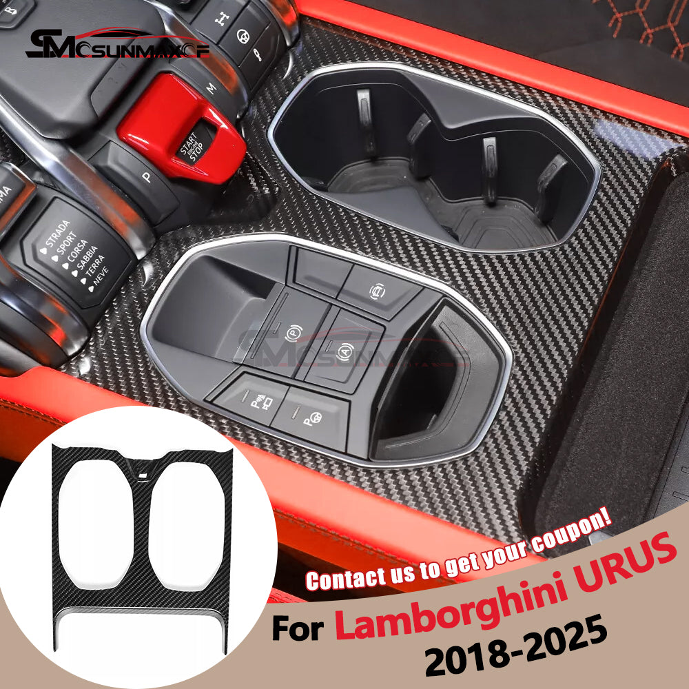 Lamborghini Urus Carbon Fiber Cup Holder Frame Cover (2018-2025)