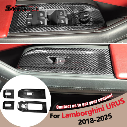 Lamborghini Urus Carbon Fiber Window Switch Panel Covers (2018-2025, 4pcs)