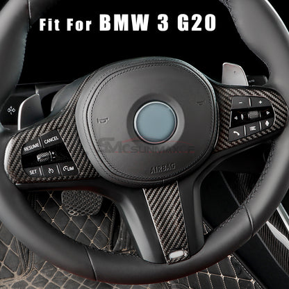 BMW 3-8 Series G20 G22 G28 G30+ Carbon Fiber Steering Wheel Trim (2021)