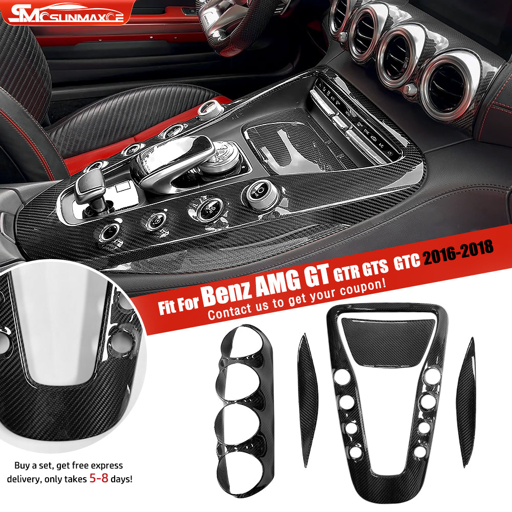 Real Carbon Fiber 5PCS Center Console Panel Kit for Mercedes AMG GT/GTS/GTR (2016-2018)