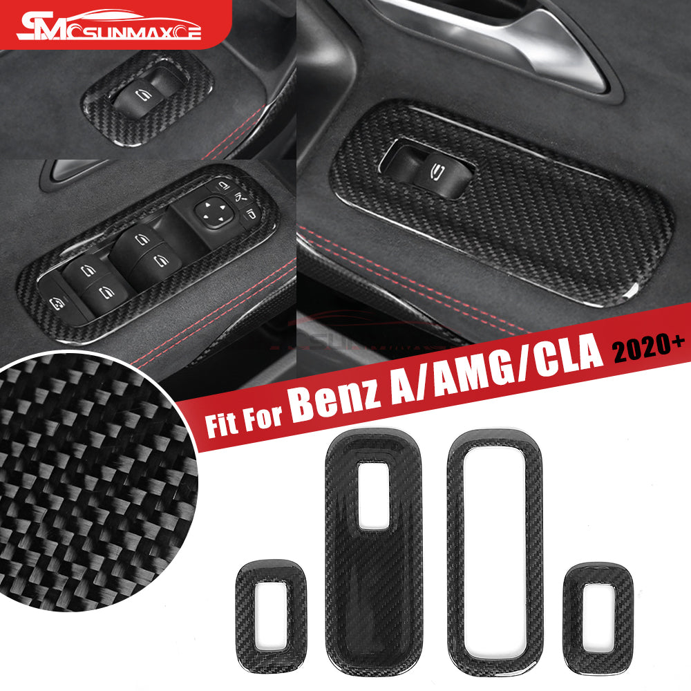 Mercedes-Benz CLA C118 W177 V177 A35 A45 Carbon Fiber Window & Trunk Button Frame Cover