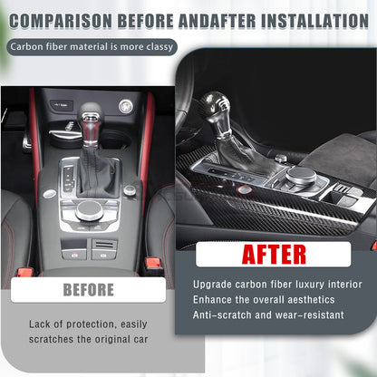Audi A3 8V S3 RS3 Carbon Fiber Gear Shift Panel Trim Cover (LHD, 2012-2020)