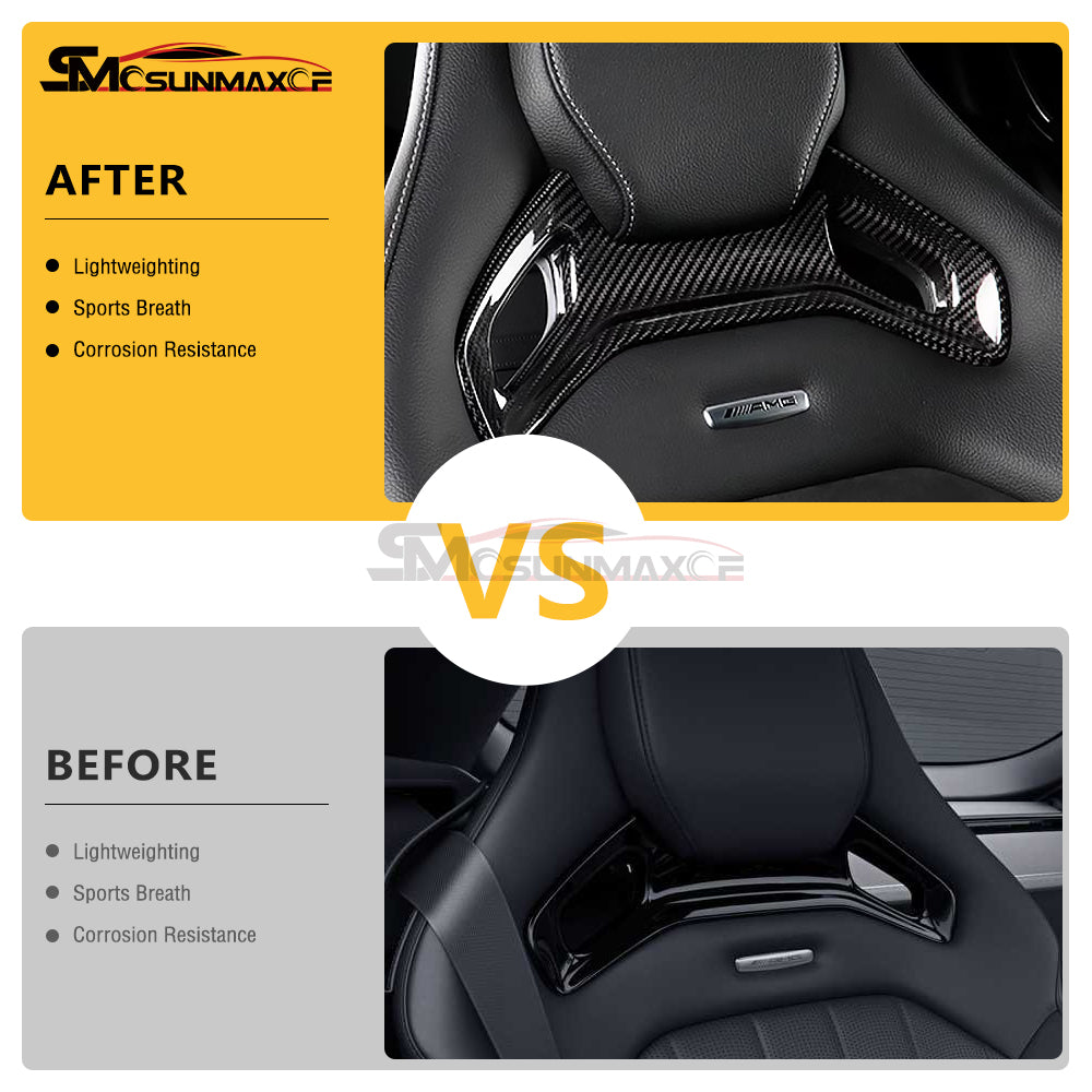 Real Carbon Fiber Seat Headrest Frame Cover for Mercedes AMG GT/GTS/GTR/GTC (2015-2023)