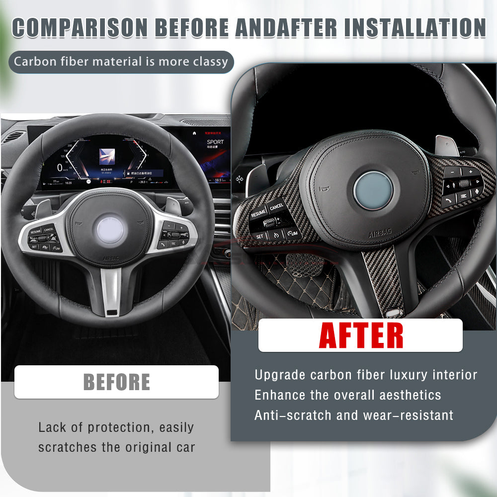 BMW 3-8 Series G20 G22 G28 G30+ Carbon Fiber Steering Wheel Trim (2021)