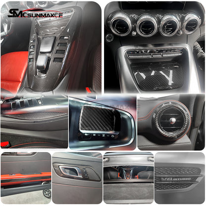 7pcs Carbon Fiber Dashboard Air Vent & Center Console Trim Kit for Mercedes AMG GT/GTS/GTR (2019-2023)