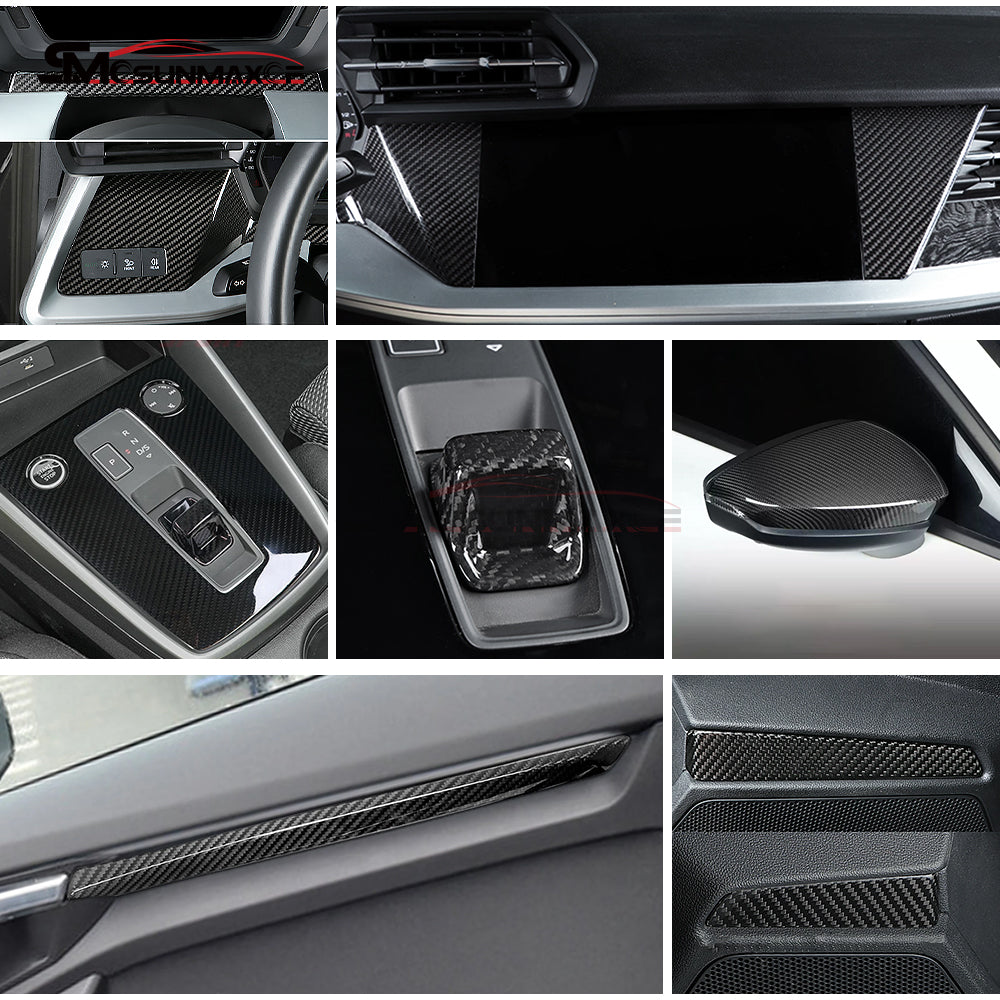 Audi A3 8Y S3 RS3 Carbon Fiber Gear Shift Knob Panel Cover (2021-2024)