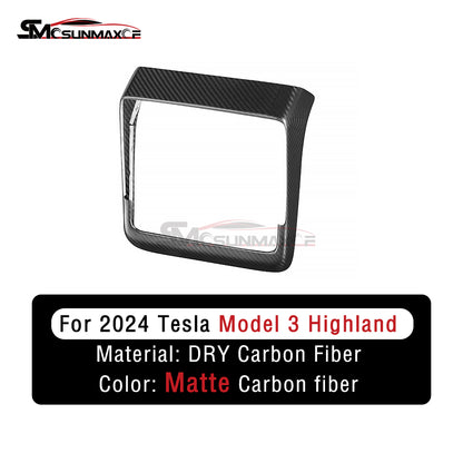 Tesla Model 3 Highland 2024 Carbon Fiber Rear Air Vent Frame Cover Trim