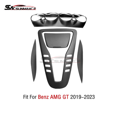 5Pcs Carbon Fiber Interior Center Console Panel Cover for Mercedes AMG GT/GTS/GTR (2019-2023)