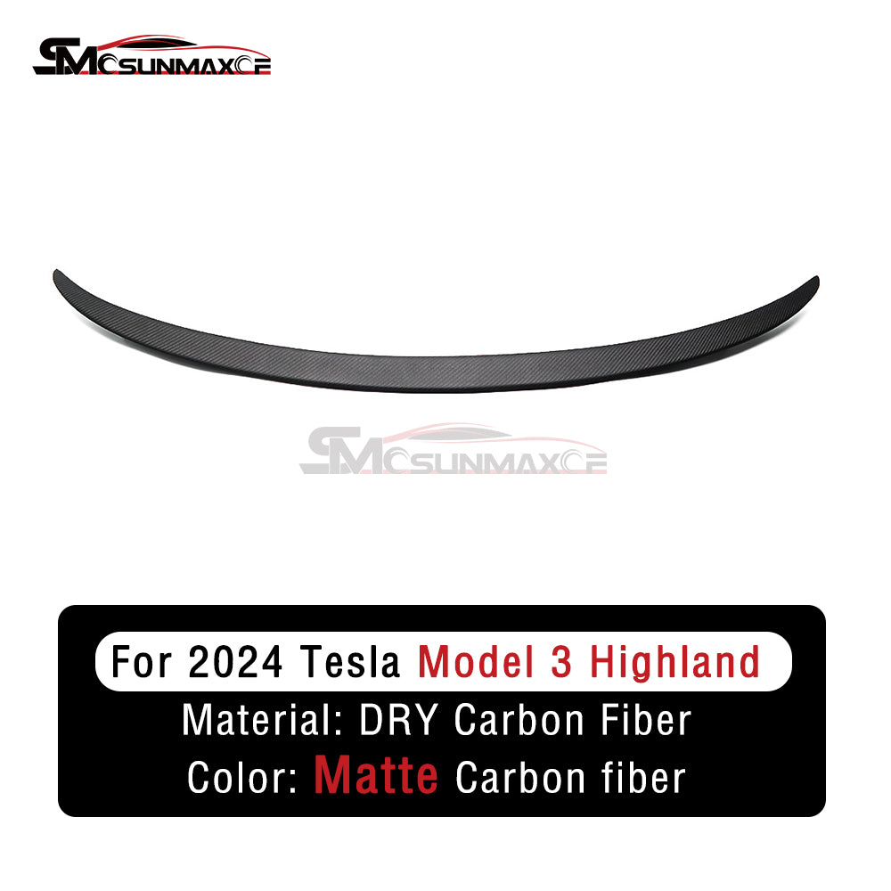 Tesla Model 3 Highland 2024 Real Carbon Fiber Rear Trunk Spoiler