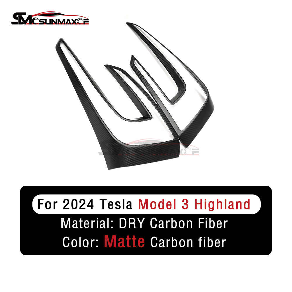 Tesla Model 3 Highland 2024 Carbon Fiber Taillight Frame Covers (2PCS)