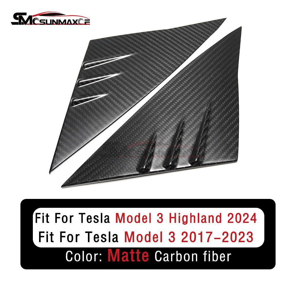 Tesla Model Y Model 3 Highland 2024 Real Carbon Fiber A-Pillar Window Panel Cover